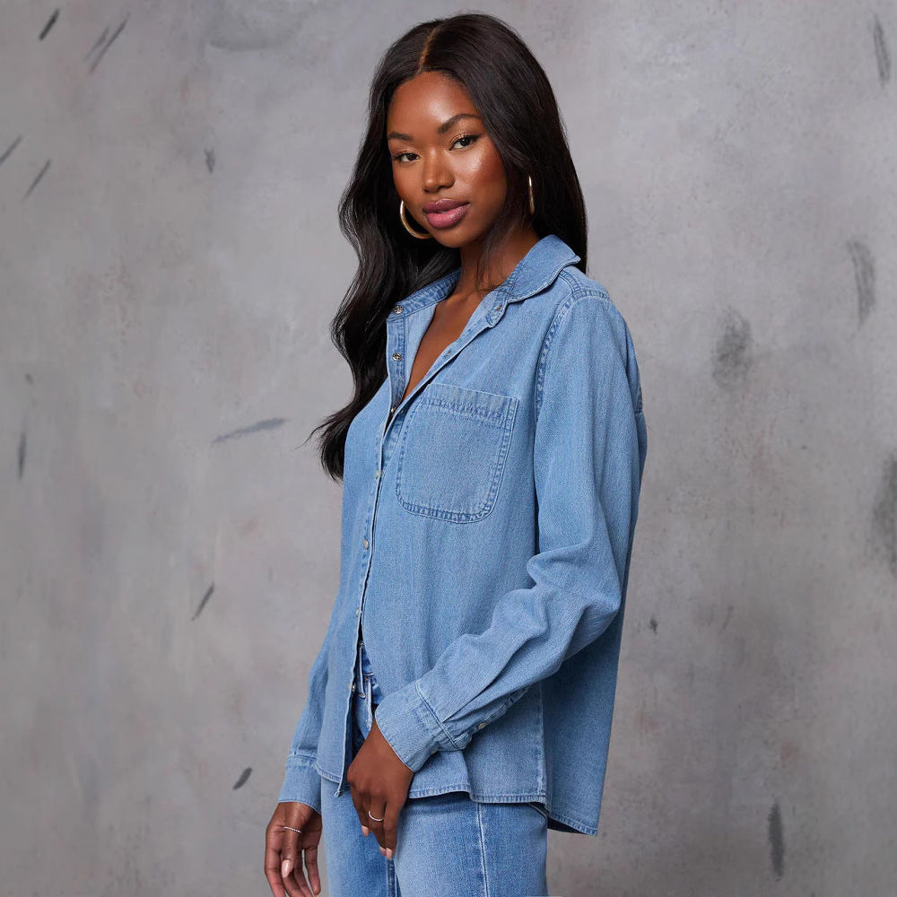 Denim Relaxed Fit Long Sleeve Shirt