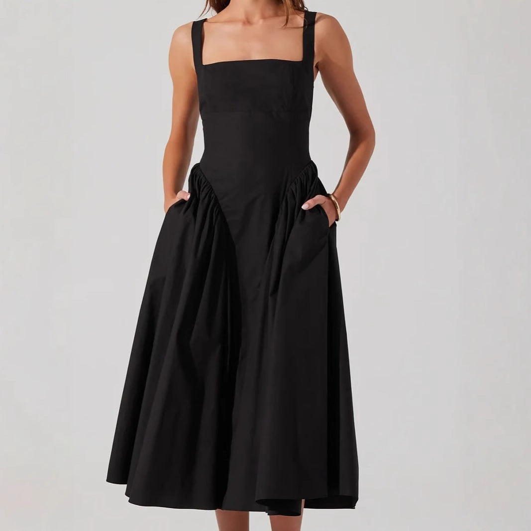 Light Cotton Open Back Bow Midi Dress