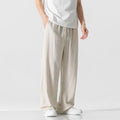 Men's Trousers – Linen Blend – Loose Fit – Drawstring Closure – Full Length