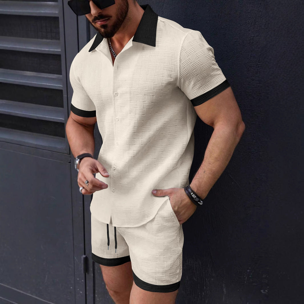 Jacquard Relaxed Fit Shirt and Shorts Set