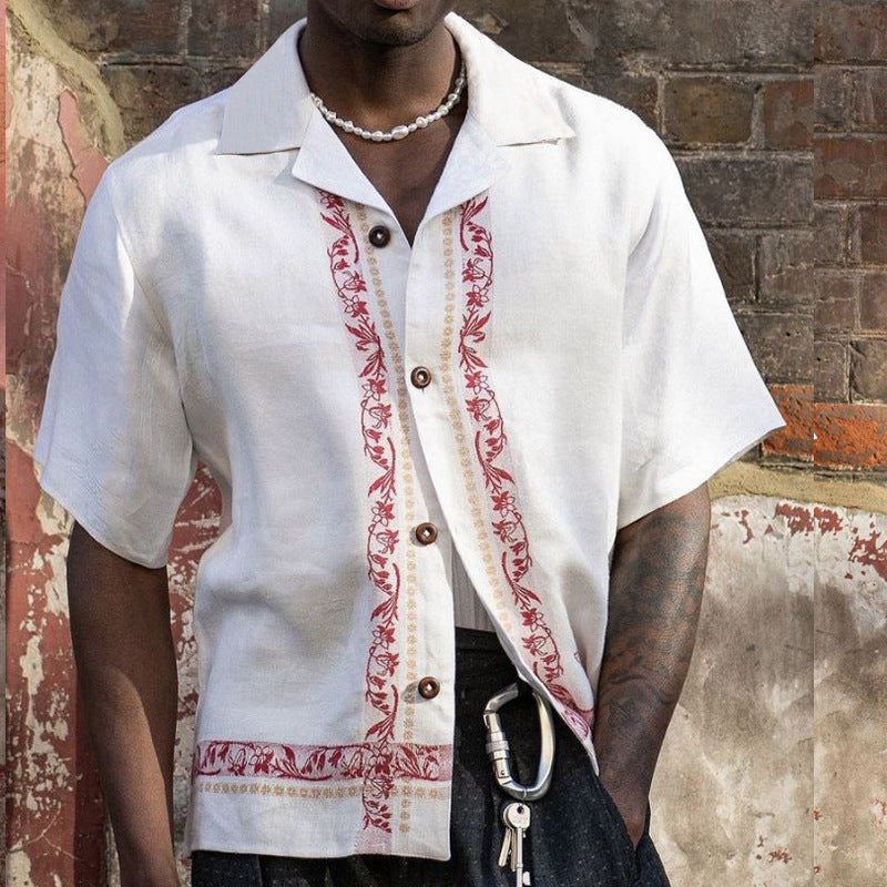 Linen Blend Embroidered Relaxed Fit Shirt