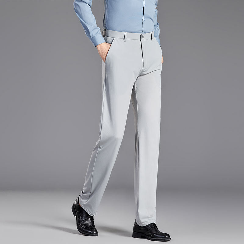 Silk Blend Wrinkle-Resistant Slim Dress Trousers