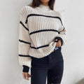 Women's Knit Sweater – Relaxed Fit – Ribbed Texture – Round Neck – Long Sleeved