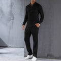 Men's set with shirt and pants – Slim fit – Ribbed texture – Light and breathable