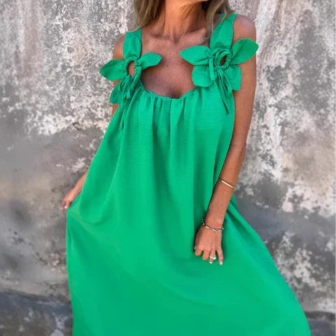 Floral Shoulder Detail Relaxed Maxi Dress