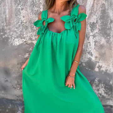 Floral Shoulder Detail Relaxed Maxi Dress