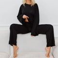Women's Loungewear Set – Cotton Blend – Relaxed Fit – Long-Sleeved – Full Length Pants