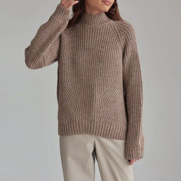 Turtleneck Wool Blend Loose Knit Sweater