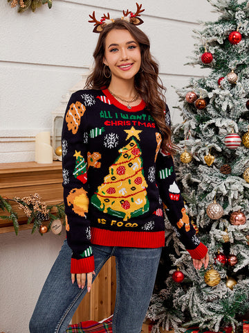 Jacquard Knit Holiday Graphic Pullover