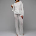 Women's Loungewear Set – Cotton Blend – Relaxed Fit – Long-Sleeved – Full Length Pants