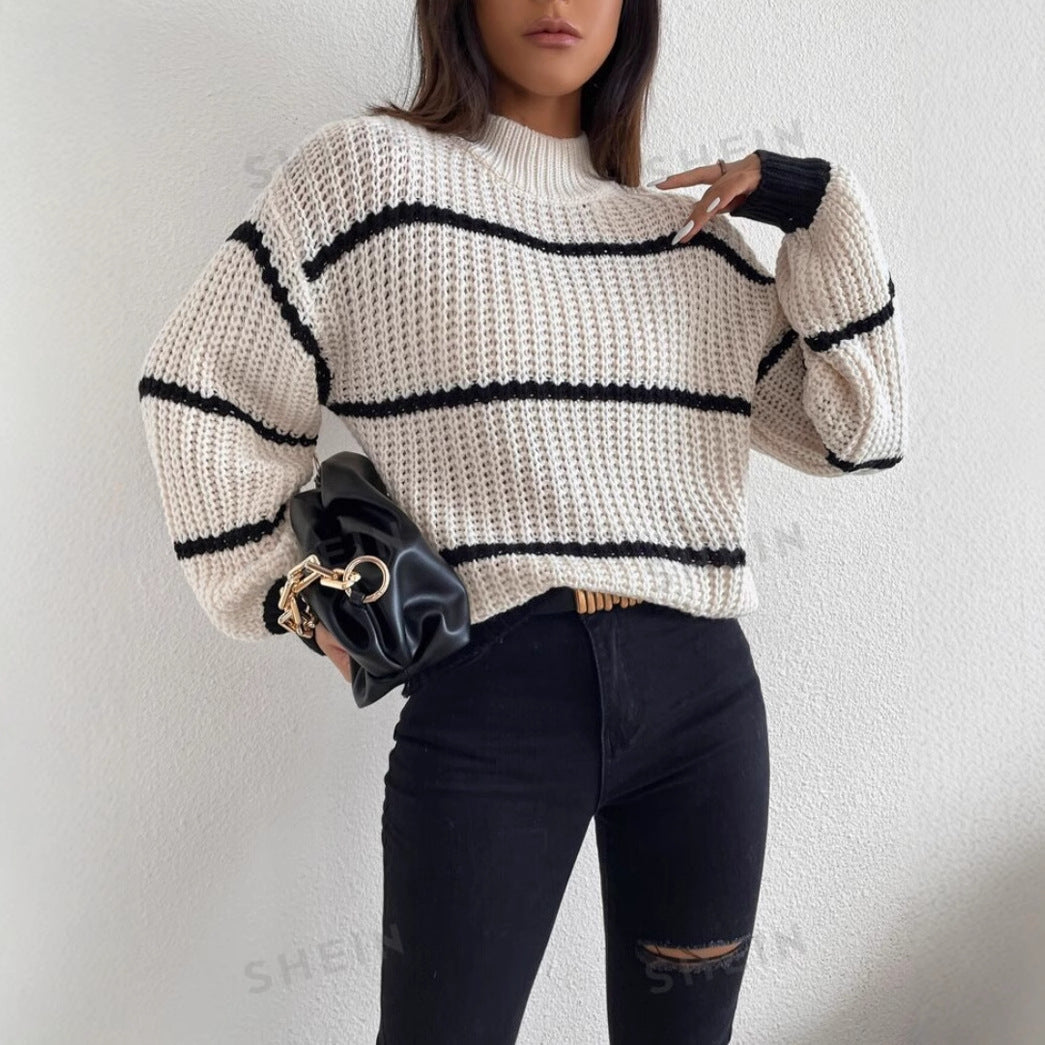 Relaxed Fit Ribbed Knit Sweater