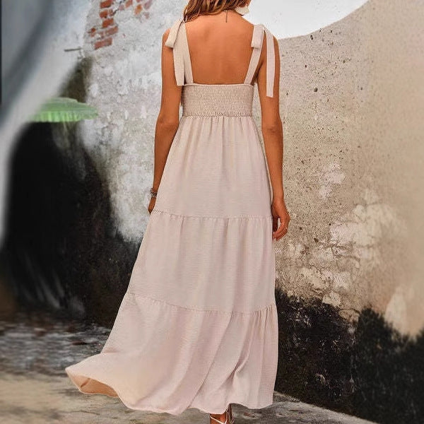 Women's A-line Dress – Light Cotton – Midi Length – Sleeveless with Adjustable Straps