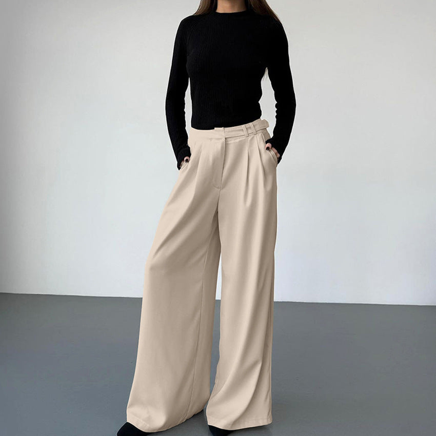 Light Woven High-Waisted Wide Leg Pants