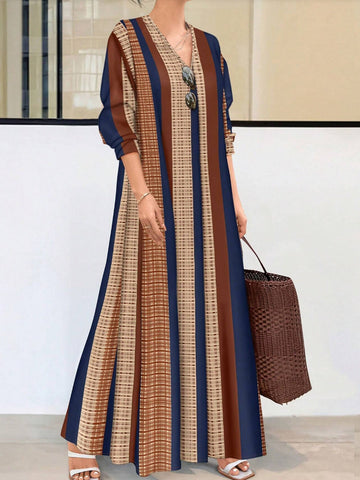 Flowy Vertical Stripes Maxi Dress