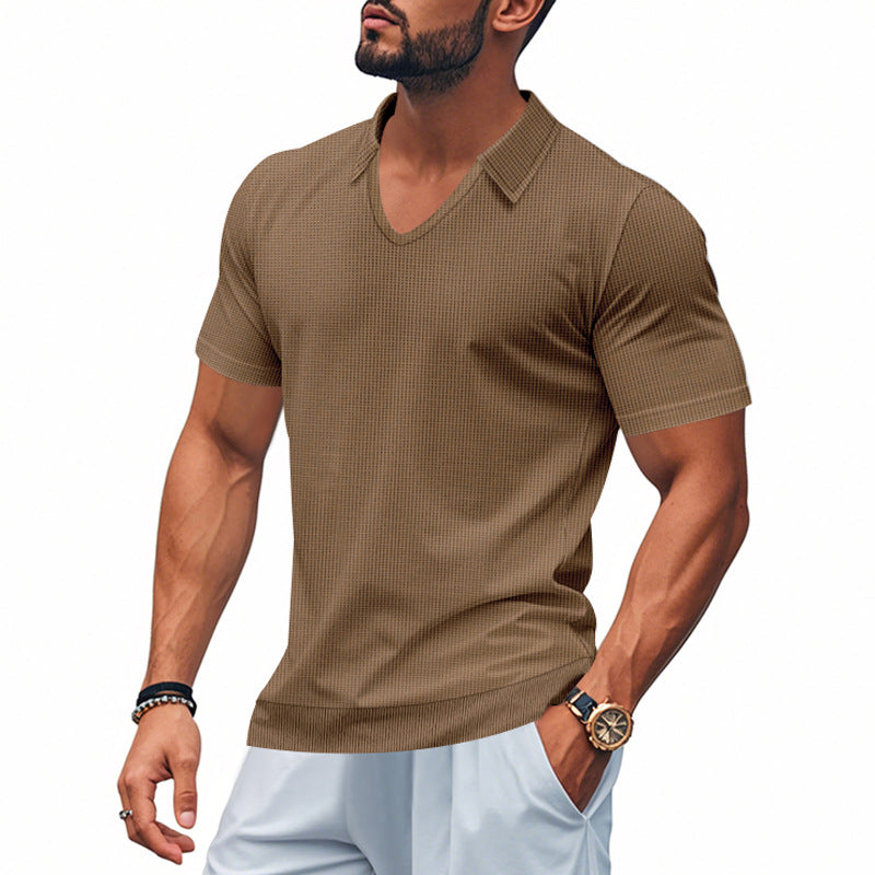 Men's Polo T-Shirt – V-Neck – Relaxed Fit – Breathable Cotton – Minimalist Style
