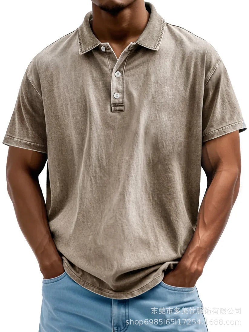 Men's polo shirt – 100% cotton – relaxed fit – retro washed – short-sleeved