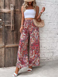 Women's Pants – Wide Leg – Elastic Waist – Breathable Lightweight Material – Bohemian Print