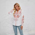 Women's Blouse – Lightweight Material – Relaxed Fit – Long Sleeves – Floral Print