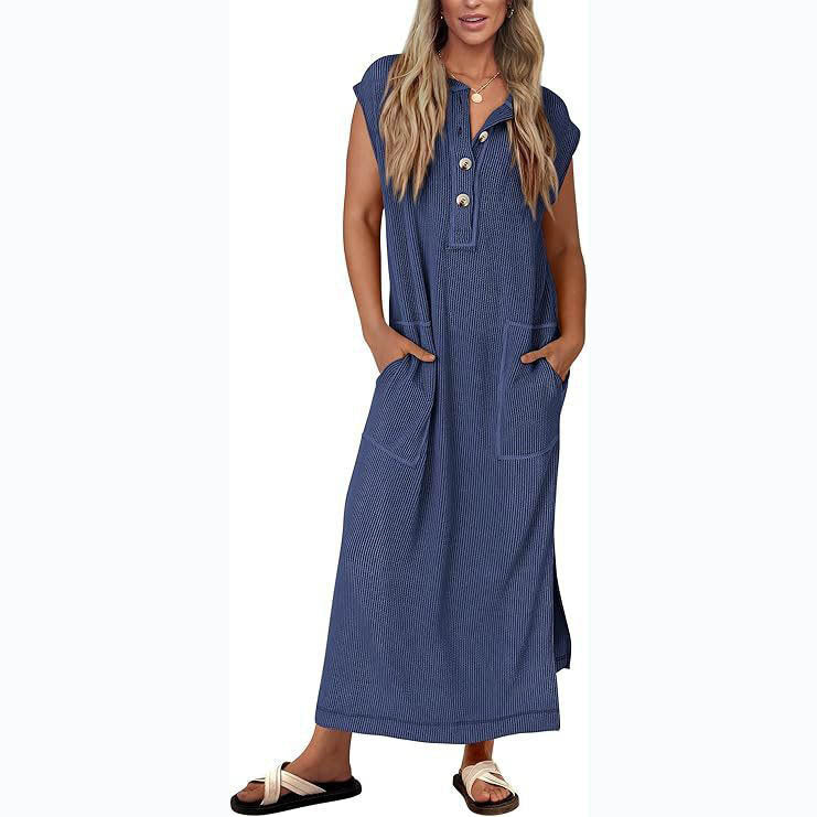 Cotton Linen Relaxed Fit Maxi Dress