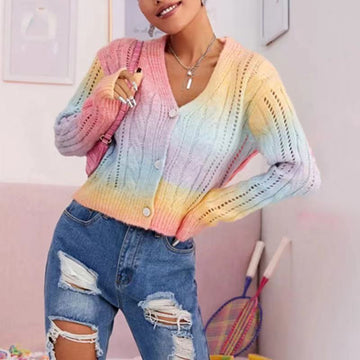 Cable Knit Voluminous Sleeve Relaxed Cardigan
