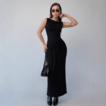 Sleeveless Round Neck Bodycon Maxi Dress