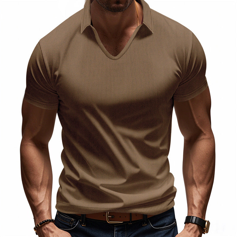 Men's Polo T-Shirt – V-Neck – Relaxed Fit – Breathable Cotton – Minimalist Style