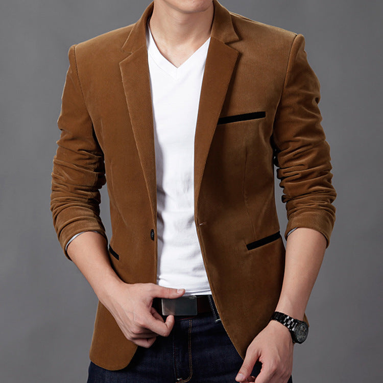 Slim Fit Single Button Corduroy Blazer