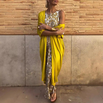 Lightweight Knit Loose Fit Cardigan and Dress Set