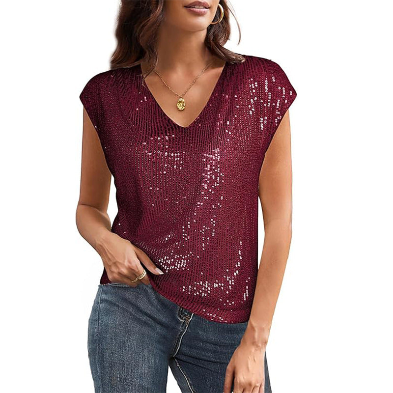 Sparkly V-Neck Elegant Fit Top