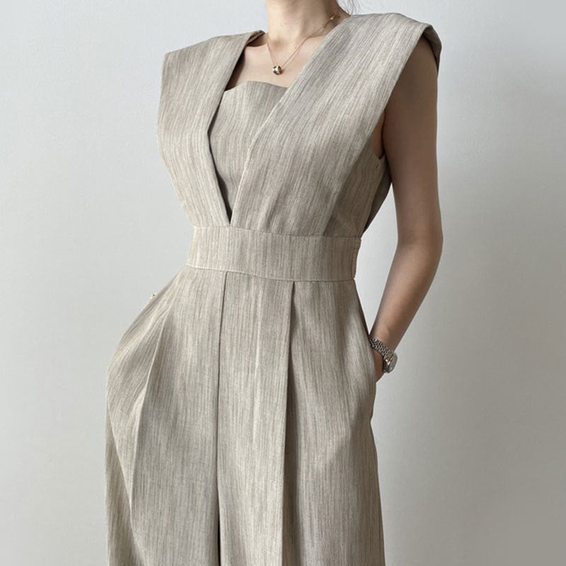 Sleeveless Square Neck Wide Leg Jumpsuit