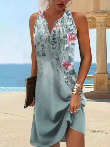 Floral Cotton Blend Asymmetrical Dress