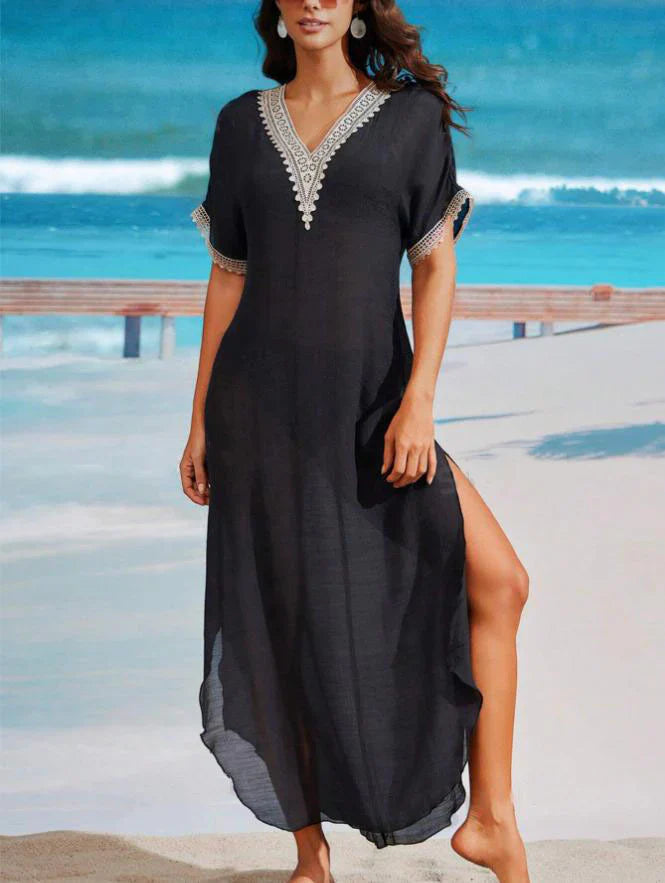 Cotton Blend Relaxed Fit Long Beach Dress