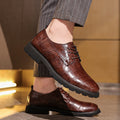 Men's Shoes – Oxford Design – Crocodile Embossed Leather – Lace-Up Closure – Formal Look