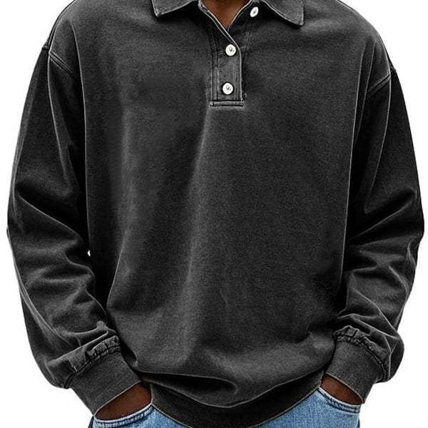 Men's polo shirt – 100% cotton – relaxed fit – long sleeves with ribbed cuffs