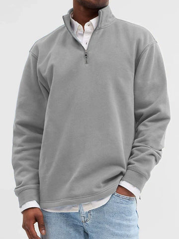 Stand Collar Zip Relaxed Fit Sweatshirt