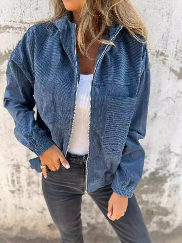 Corduroy Relaxed Fit Hooded Jacket