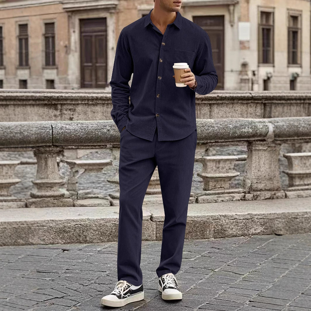 Corduroy Relaxed Fit Set with Shirt and Pants