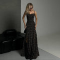 Women's Maxi Dress – Slim Fit – Spaghetti Straps – High Slit – Floral Pattern