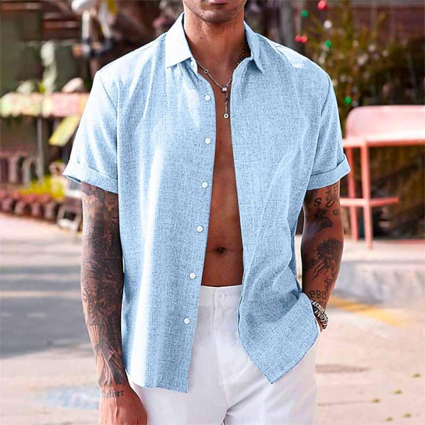 Breathable Cotton Linen Mix Shirt