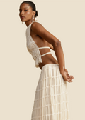 Women's Two-piece Set - Halterneck Top & Maxi Skirt - Light and Airy - Ruched Design