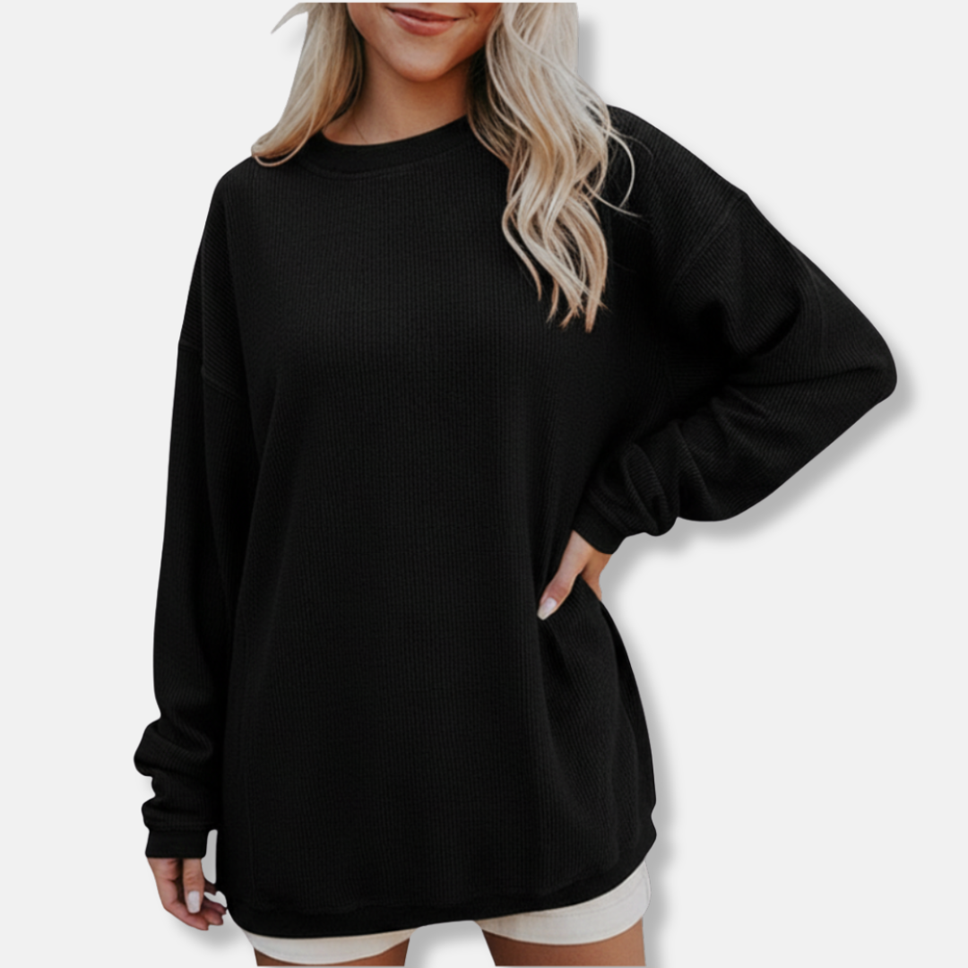 Relaxed Ribbed Drop Shoulder Sweatshirt