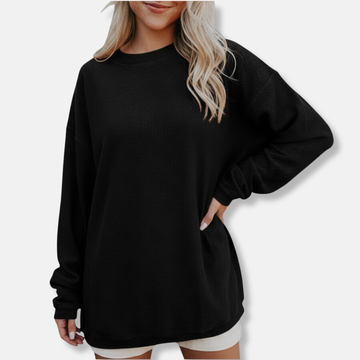 Relaxed Ribbed Drop Shoulder Sweatshirt