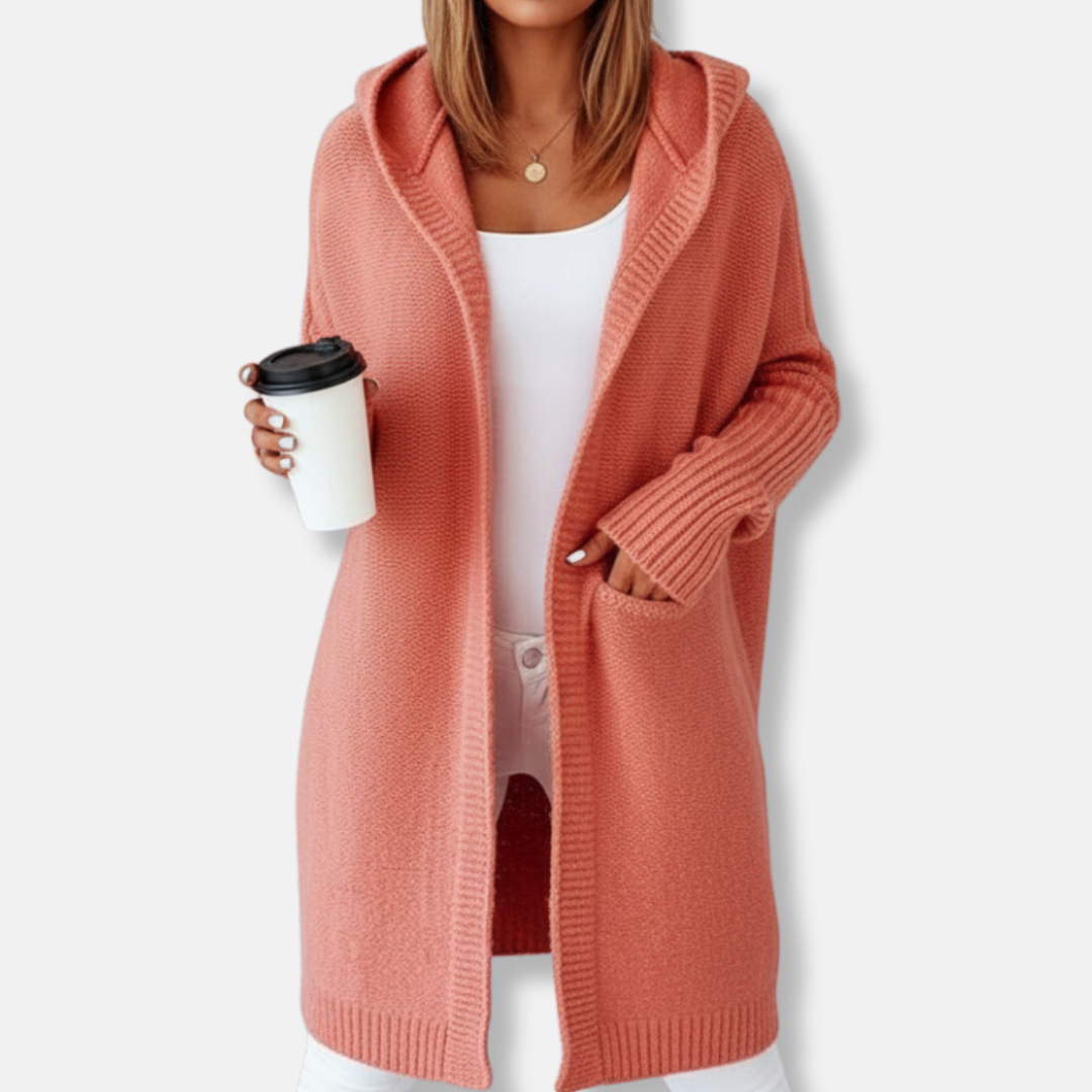 Knit Wool Blend Oversized Hooded Cardigan