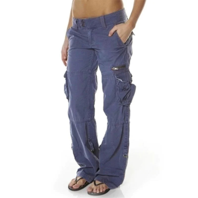 Relaxed Fit Cotton Blend Large Pocket Cargo Pants
