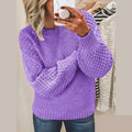 Women's Knit Sweater - Chunky Knit - Relaxed Fit - Voluminous Sleeves and Ribbed Edges