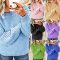 Women's Knit Sweater - Chunky Knit - Relaxed Fit - Voluminous Sleeves and Ribbed Edges