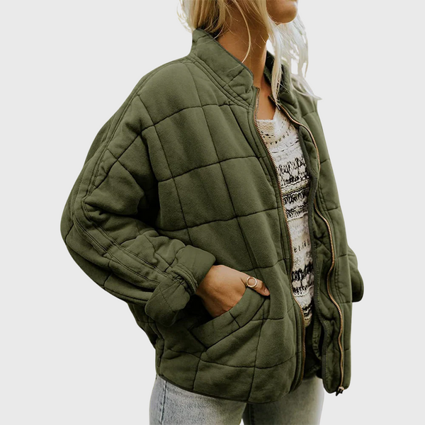 Emily Fleece Quilted Jacket | Oversized Stand Collar Jacket