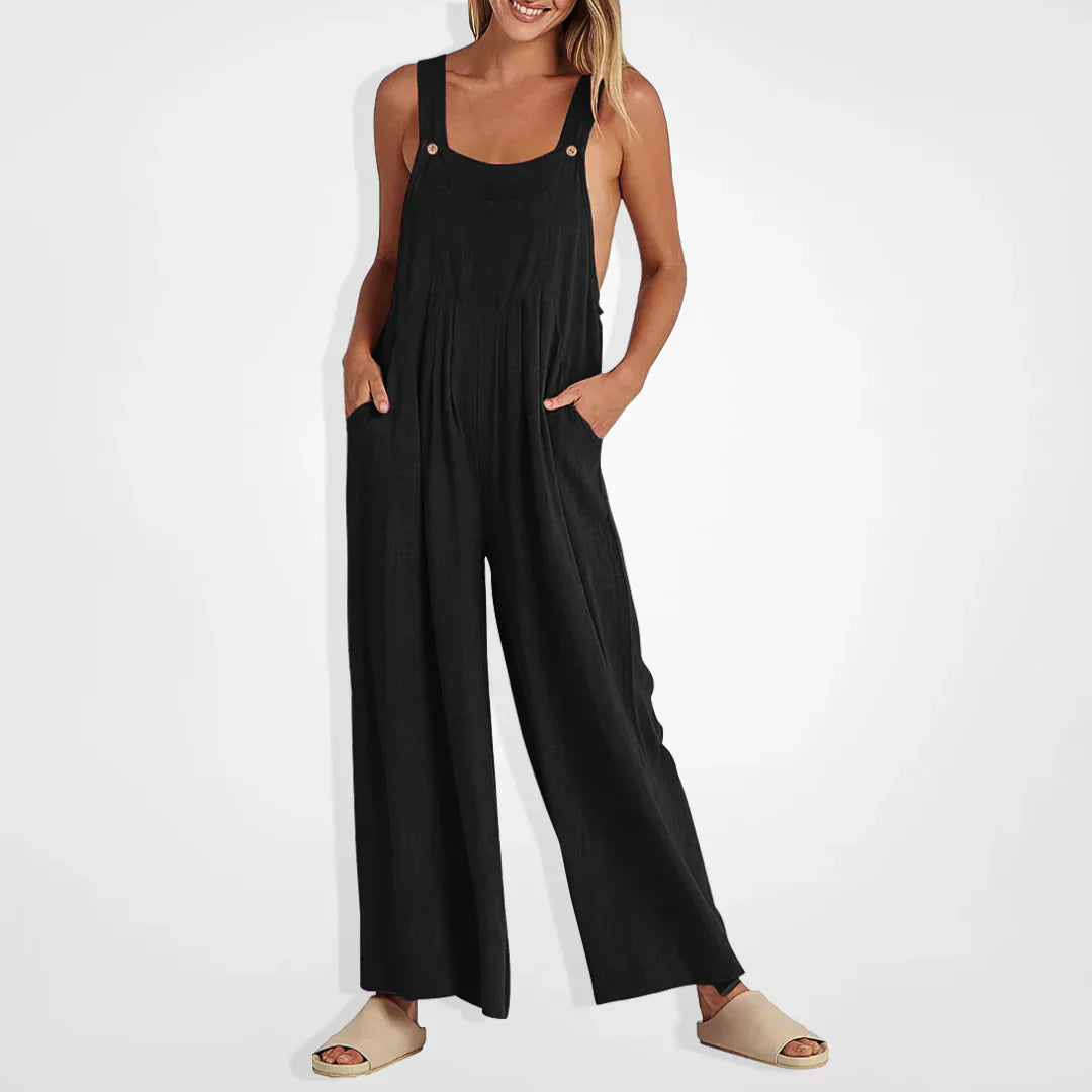 Adjustable Straps Wide Leg Pocketed Jumpsuit