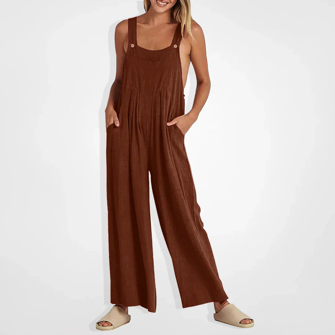 Adjustable Straps Wide Leg Pocketed Jumpsuit