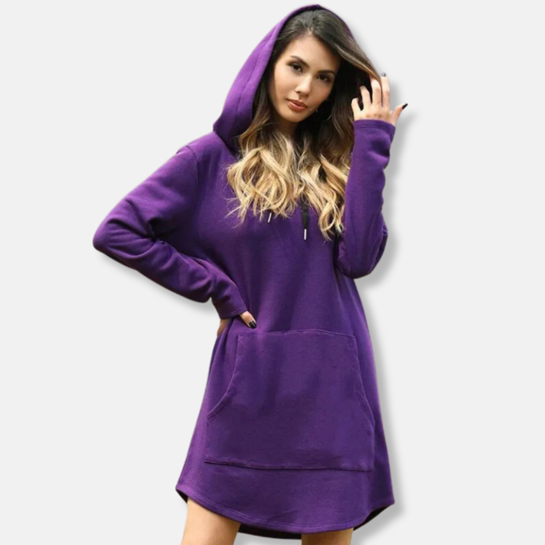 Relaxed Fit Cotton Blend Hoodie Dress